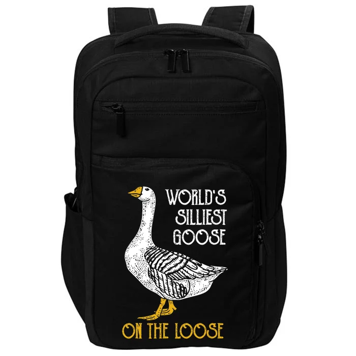 World's Silliest Goose On The Loose Funny Impact Tech Backpack