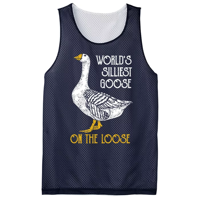 World's Silliest Goose On The Loose Funny Mesh Reversible Basketball Jersey Tank