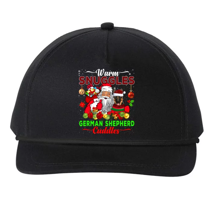 Warm Snuggles Ger Shepherd Cuddles Funny Santa Xmas Dog Gift Snapback Five-Panel Rope Hat