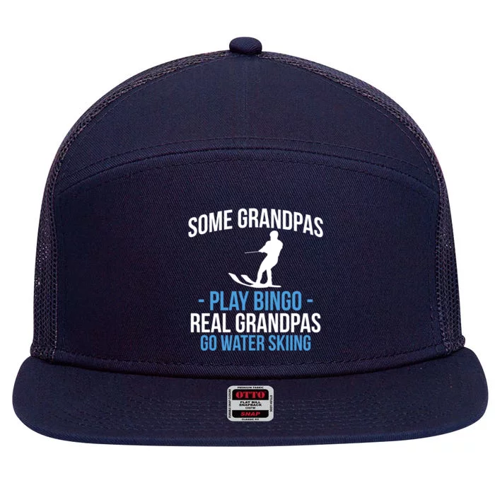 Water Ski Grandpa Skiing Waterski Waterskiing Waves Holiday Gift 7 Panel Mesh Trucker Snapback Hat