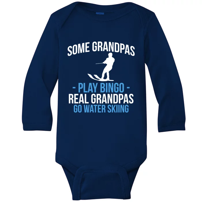 Water Ski Grandpa Skiing Waterski Waterskiing Waves Holiday Gift Baby Long Sleeve Bodysuit