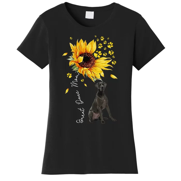 Wo Sunflower Great Dane Mom Dog Lover Women's T-Shirt