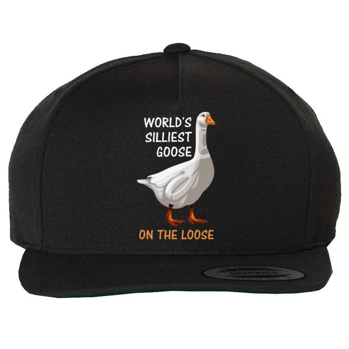 World's Silliest Goose On The Loose Funny Silly Wool Snapback Cap