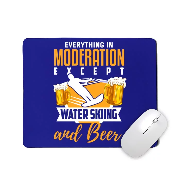 Water Ski Gift Funny Beer Lover Water Skiing Funny Gift Mousepad