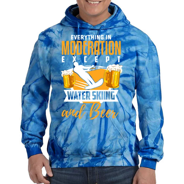 Water Ski Gift Funny Beer Lover Water Skiing Funny Gift Tie Dye Hoodie