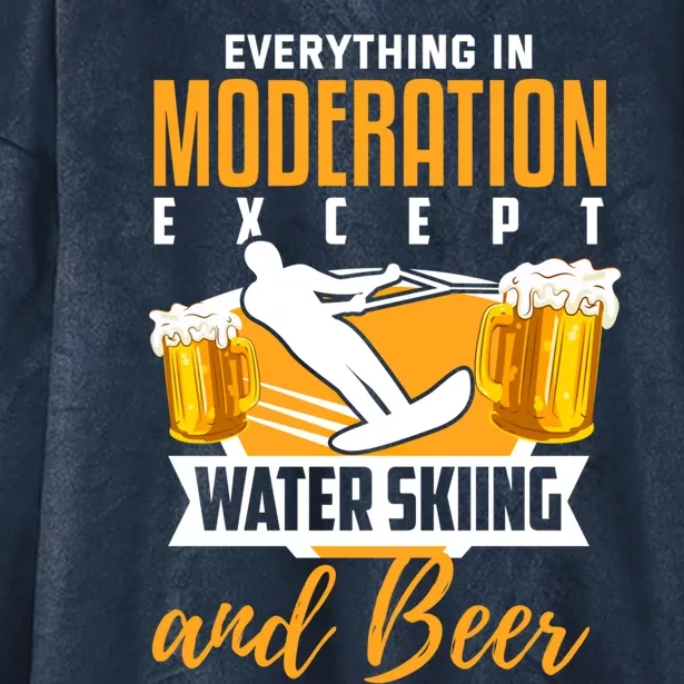 Water Ski Gift Funny Beer Lover Water Skiing Funny Gift Hooded Wearable Blanket