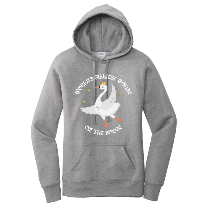 World's Silliest Goose On The Loose Funny Women's Pullover Hoodie