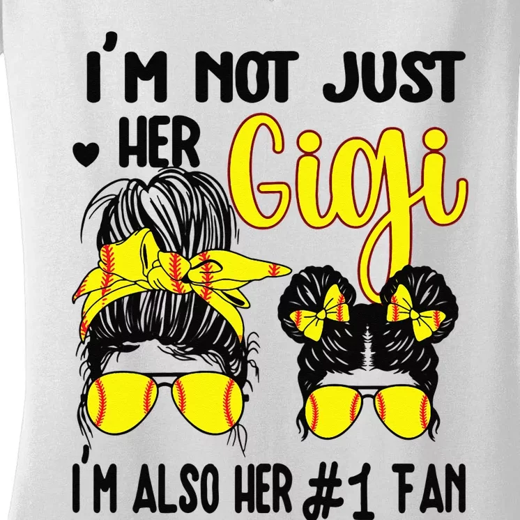 Womens Softball Grandma Gigi Granddaughter Fan Baseball Gigi Women's V-Neck T-Shirt