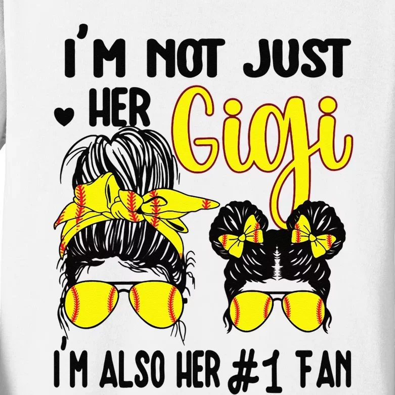 Womens Softball Grandma Gigi Granddaughter Fan Baseball Gigi Kids Long Sleeve Shirt