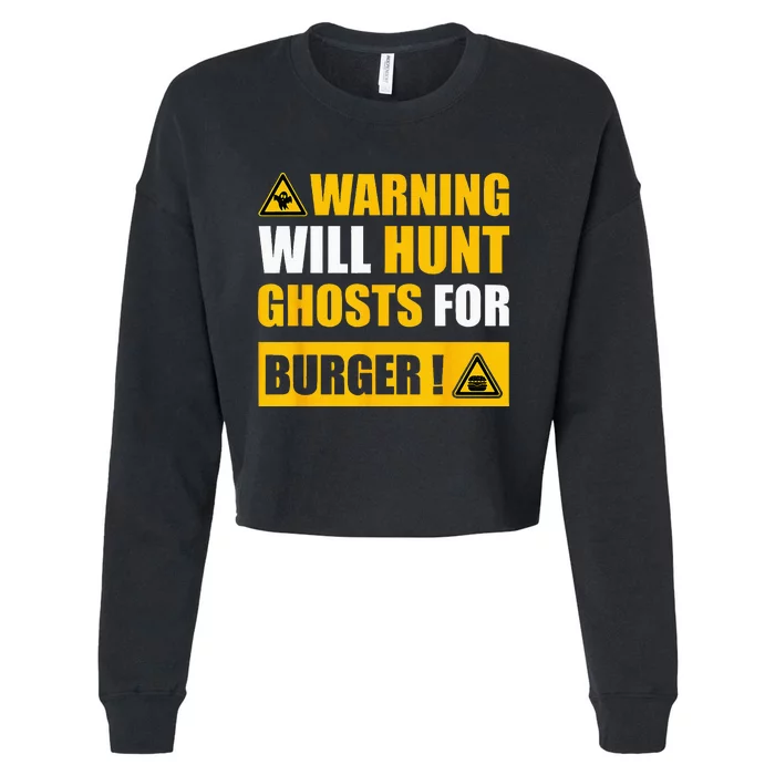 Warning Sign Ghost Hunting EVP Halloween Cropped Pullover Crew