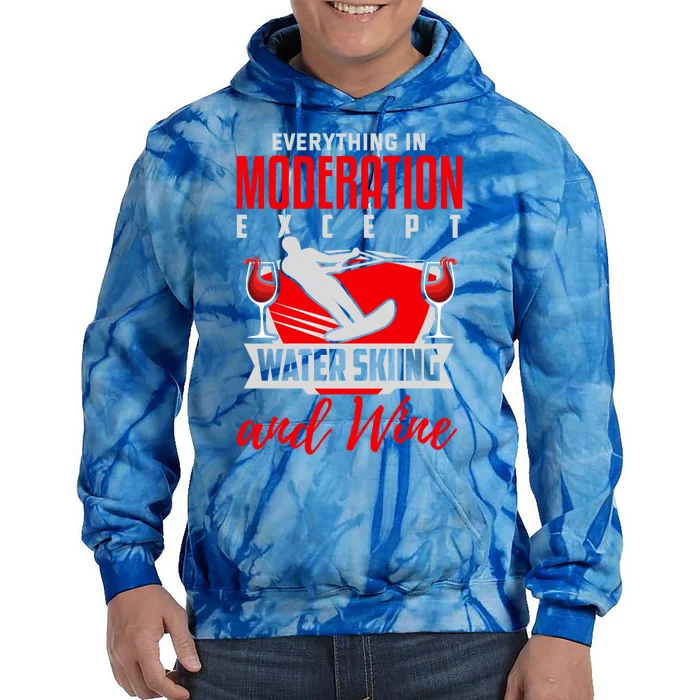 Water Ski Gift Funny Wine Lover Water Skiing Gift Tie Dye Hoodie