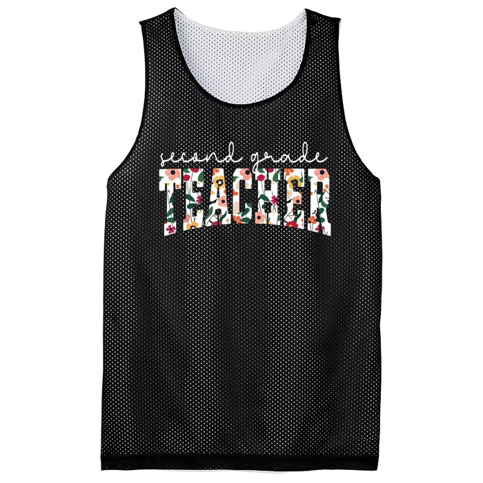 Wildflowers Second Grade Teacher Back To School 2nd Grade Mesh Reversible Basketball Jersey Tank