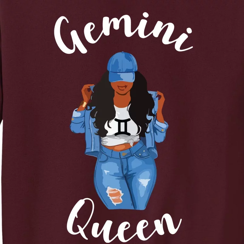 Womens Streetwise Gemini Queen Black Womens Zodiac Birthday May Tall Sweatshirt