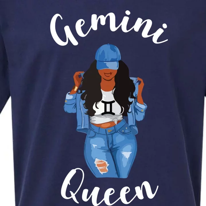 Womens Streetwise Gemini Queen Black Womens Zodiac Birthday May Sueded Cloud Jersey T-Shirt