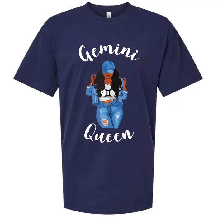 Womens Streetwise Gemini Queen Black Womens Zodiac Birthday May Sueded Cloud Jersey T-Shirt