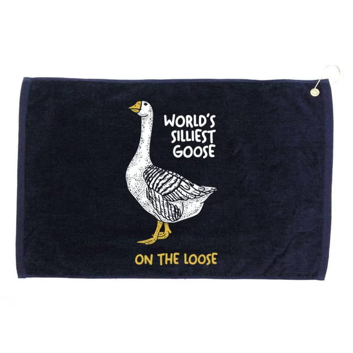 World's Silliest Goose On The Loose Grommeted Golf Towel