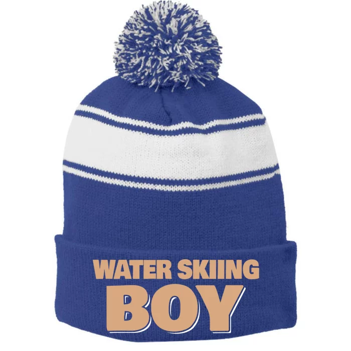 Water Skiing Gift Stripe Pom Pom Beanie