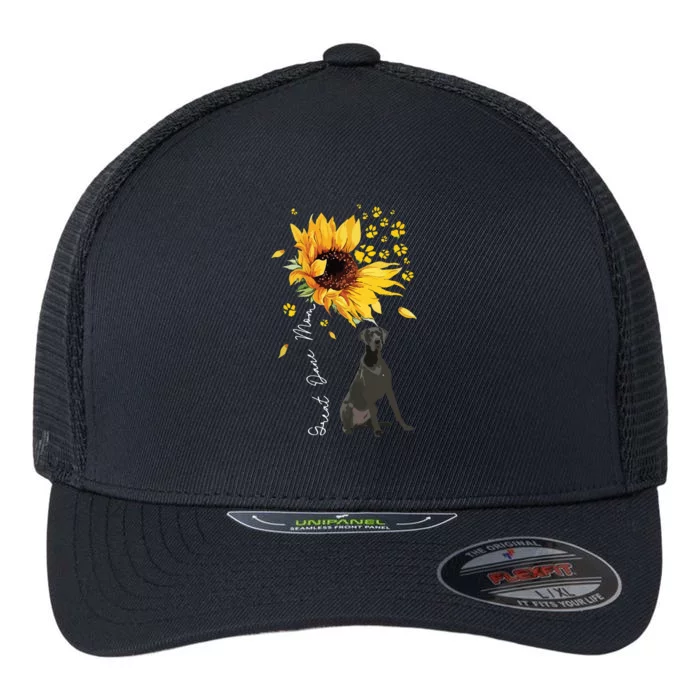 Womens Sunflower Great Dane Mom Dog Lover Flexfit Unipanel Trucker Cap