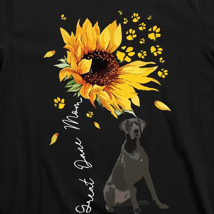 Womens Sunflower Great Dane Mom Dog Lover T-Shirt