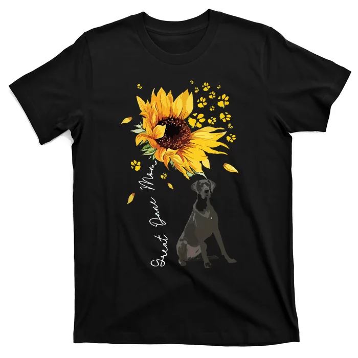 Womens Sunflower Great Dane Mom Dog Lover T-Shirt