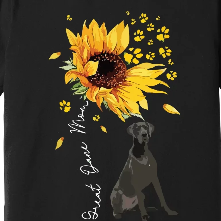 Womens Sunflower Great Dane Mom Dog Lover Premium T-Shirt