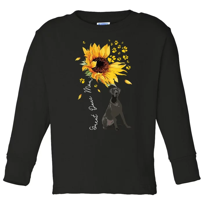 Womens Sunflower Great Dane Mom Dog Lover Toddler Long Sleeve Shirt