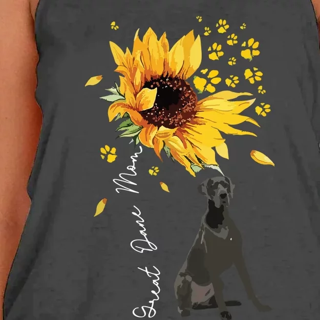 Womens Sunflower Great Dane Mom Dog Lover Women's Knotted Racerback Tank