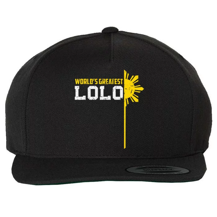 World S Greatest Lolo Filipino Grandpa Wool Snapback Cap