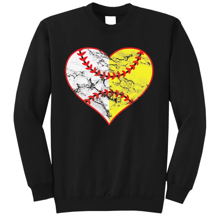 Womens Softball Heart Mom Women Baseball Ideas Tall Sweatshirt