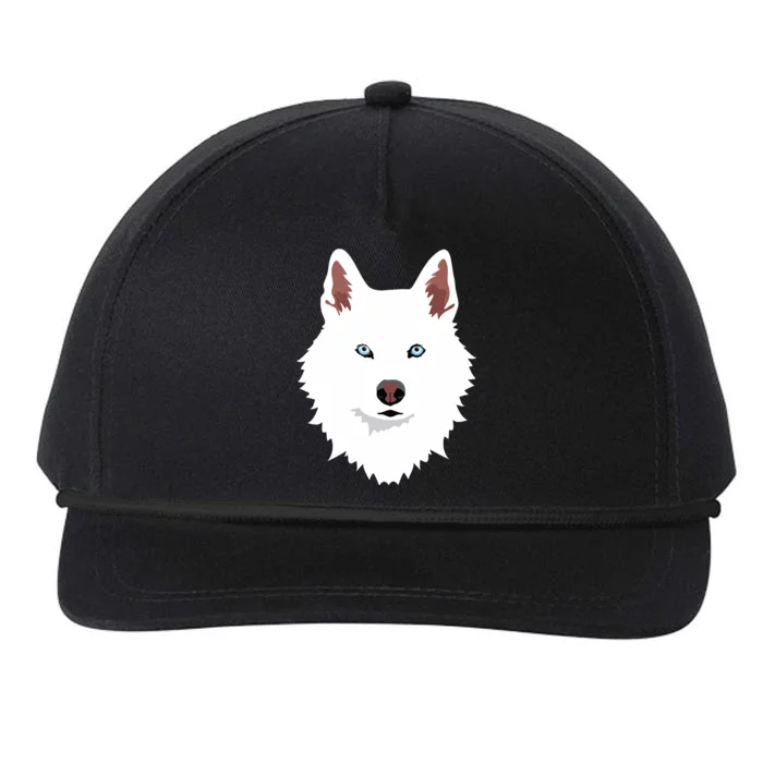 White Siberian Husky Canine White Snow Dog Snapback Five-Panel Rope Hat