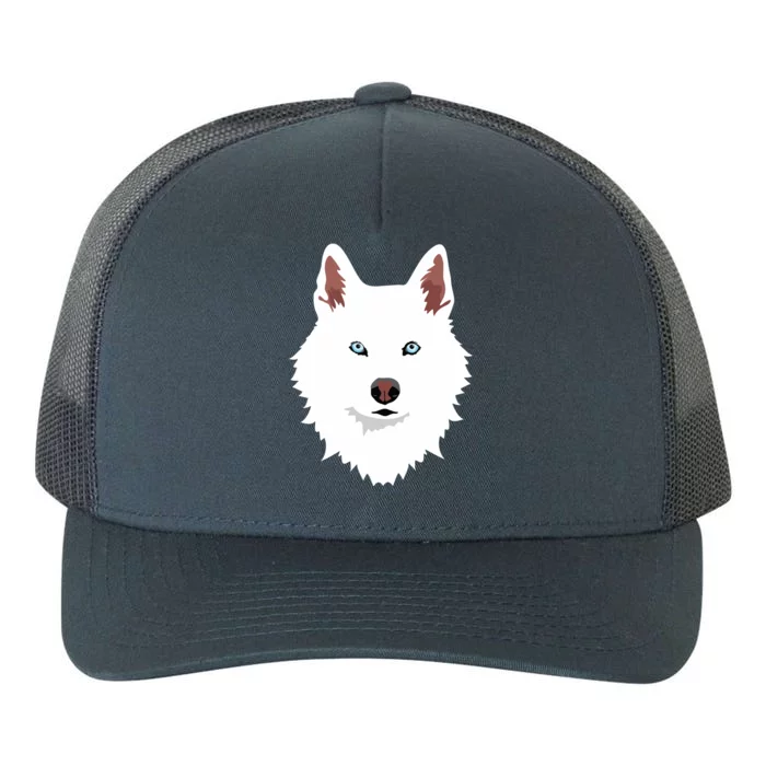 White Siberian Husky Canine White Snow Dog Yupoong Adult 5-Panel Trucker Hat