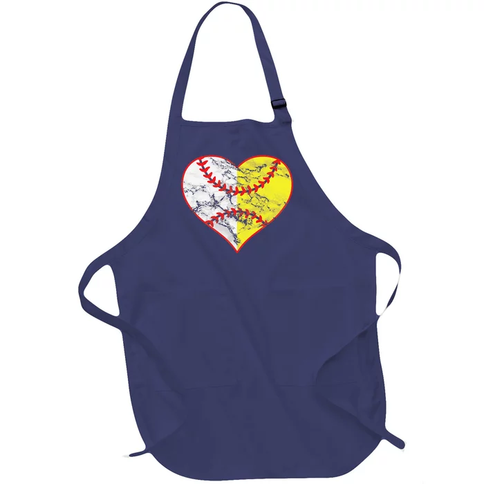 Womens Softball Heart Mom Women Baseball Ideas Full-Length Apron With Pocket