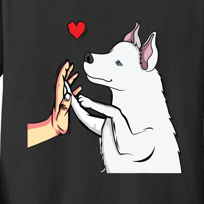 White Siberian Husky Love Dogs Female Ladies Kids Long Sleeve Shirt