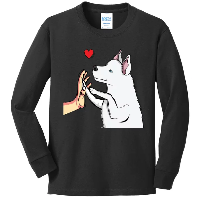 White Siberian Husky Love Dogs Female Ladies Kids Long Sleeve Shirt