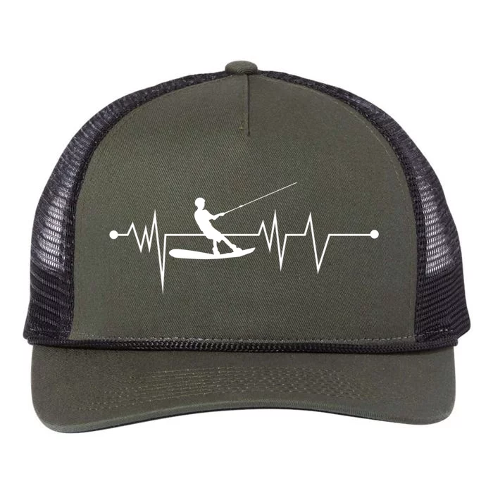 Water Skiing Heartbeat Cool Water Sports Lover Gift Funny Gift Retro Rope Trucker Hat Cap