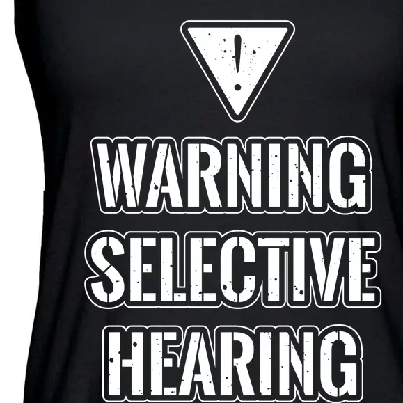 Warning Selective Hearing Funny File Ladies Essential Flowy Tank