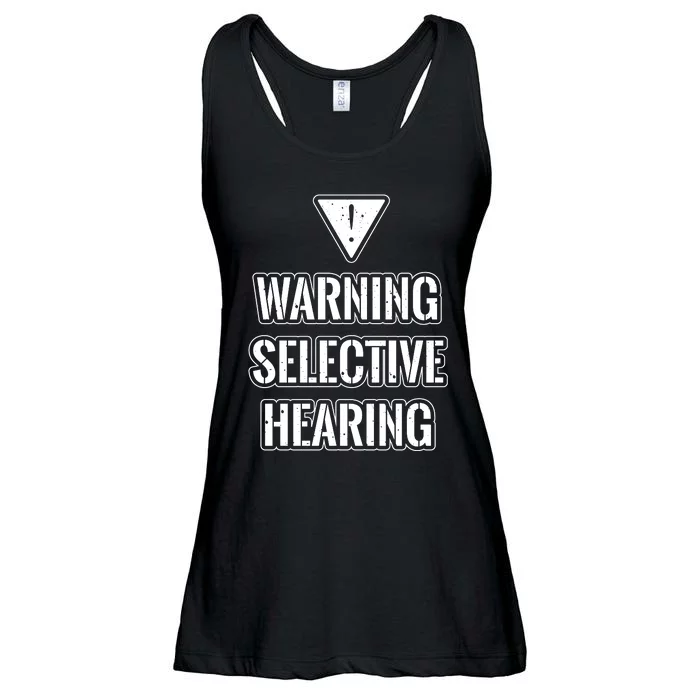 Warning Selective Hearing Funny File Ladies Essential Flowy Tank