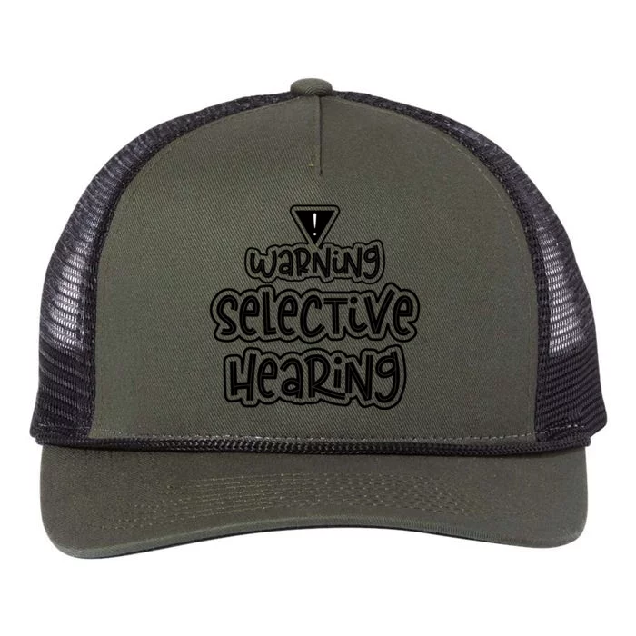 Warning Selective Hearing Funny T Retro Rope Trucker Hat Cap