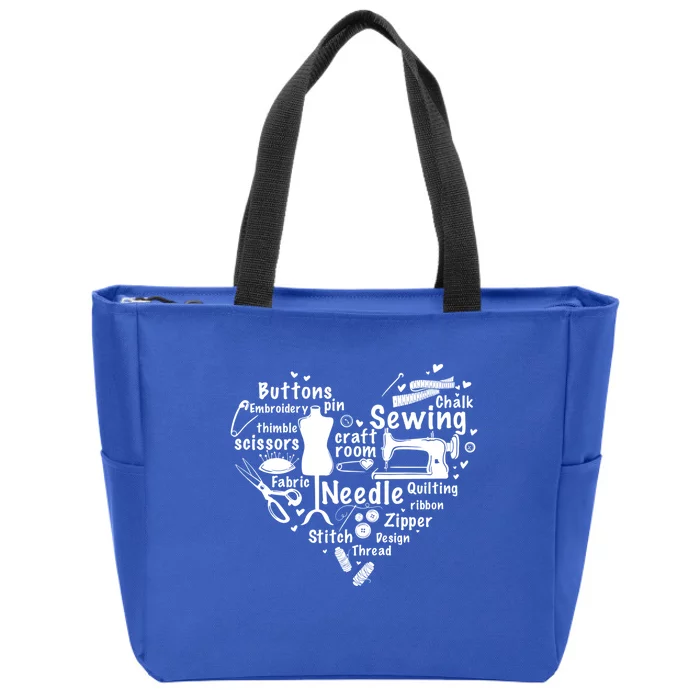 Wo Sewing Heart Sewing Quilting Machine Sewing Lover Gift Zip Tote Bag