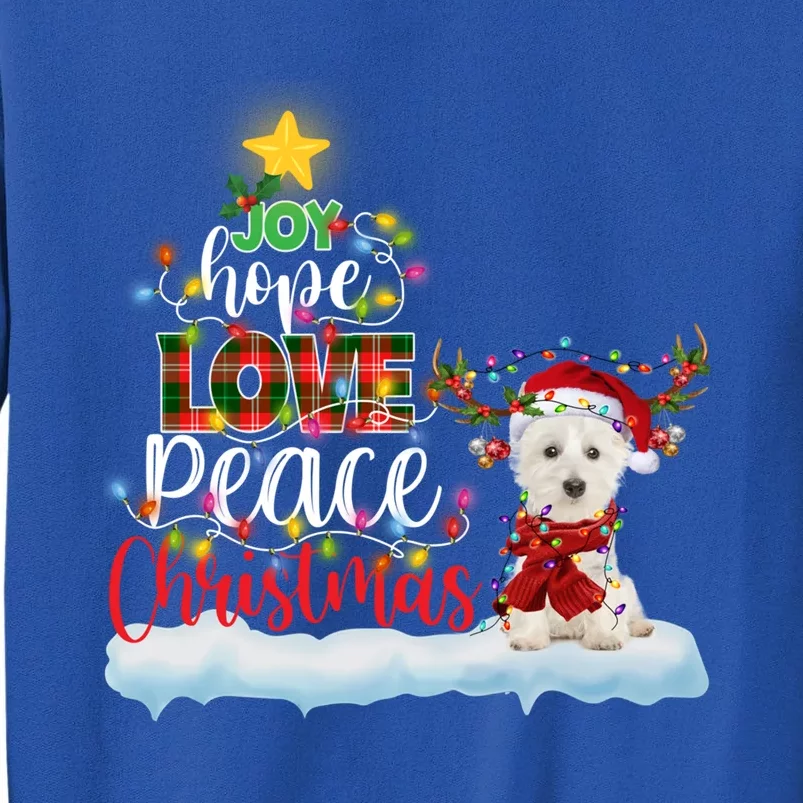 Westie Santa Hat Reindeer Costume Christmas Light Gift Tall Sweatshirt