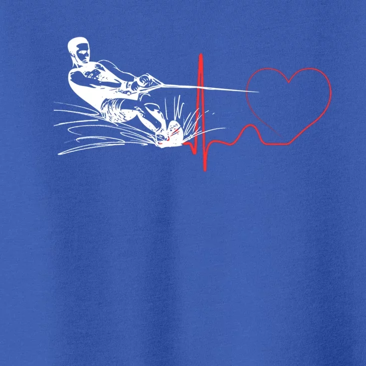 Water Skiing Heartbeat Funny Water Ski Skiing Waterski Gift Toddler T-Shirt