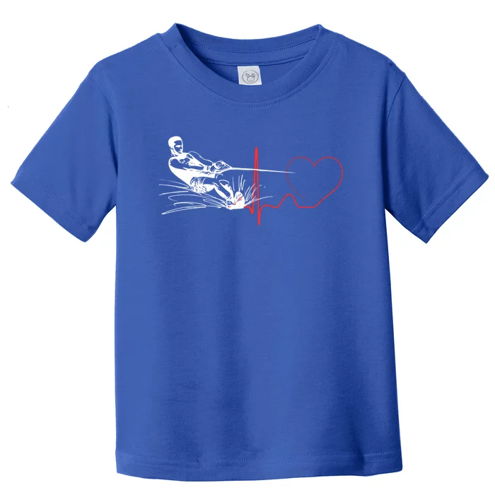 Water Skiing Heartbeat Funny Water Ski Skiing Waterski Gift Toddler T-Shirt