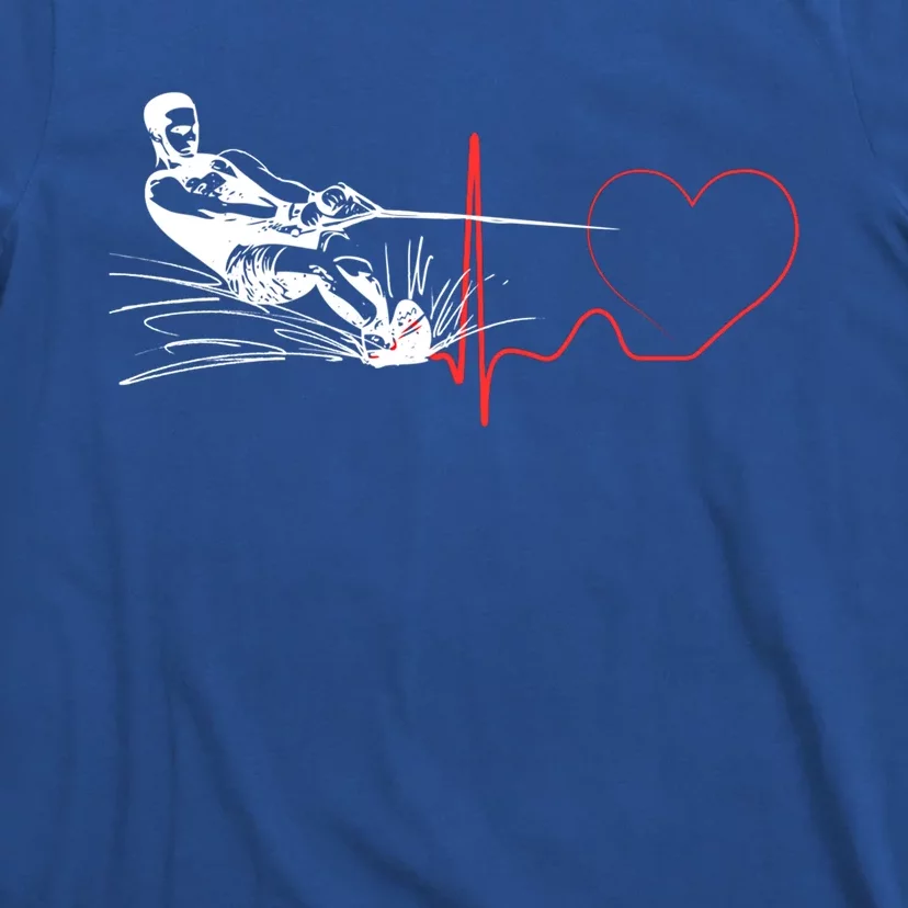 Water Skiing Heartbeat Funny Water Ski Skiing Waterski Gift T-Shirt