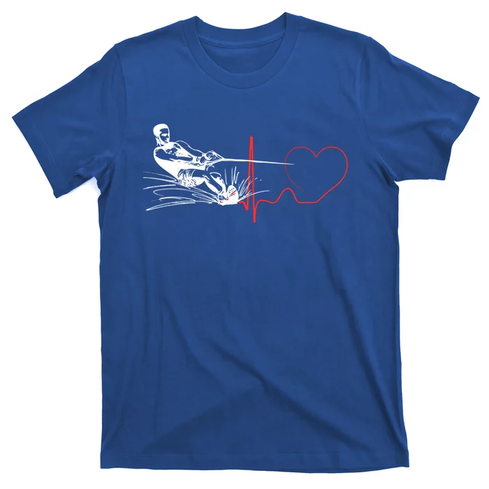 Water Skiing Heartbeat Funny Water Ski Skiing Waterski Gift T-Shirt