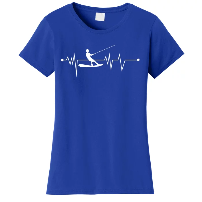 Water Skiing Heartbeat Cool Water Sports Lover Gift Women's T-Shirt