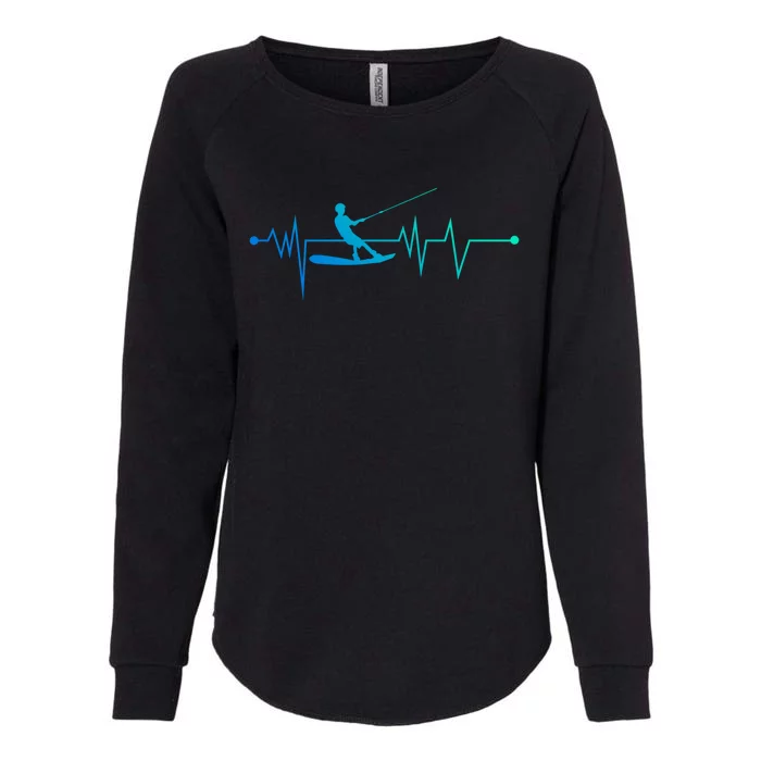 Water Skiing Heartbeat Cool Water Sports Lover Gift Womens California Wash Sweatshirt