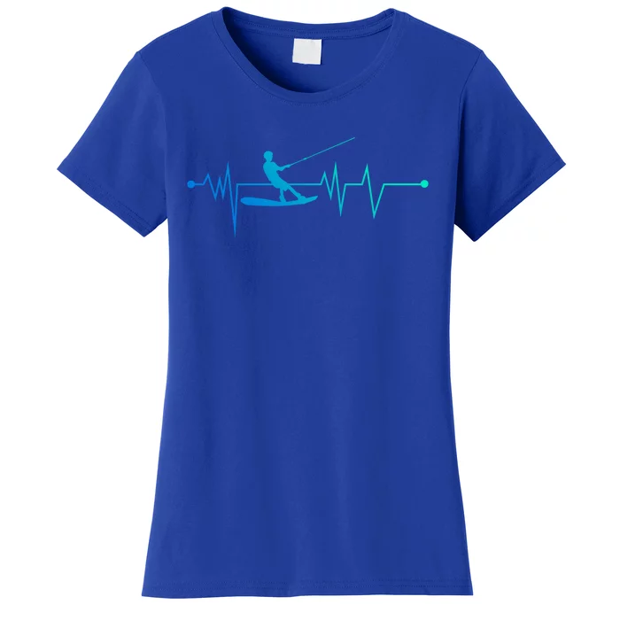 Water Skiing Heartbeat Cool Water Sports Lover Gift Women's T-Shirt