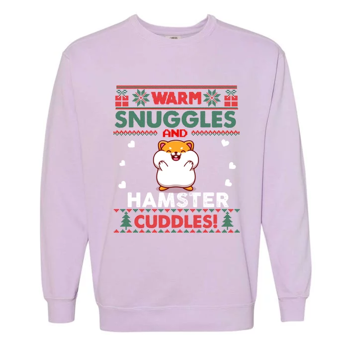 Warm Snuggles Hamster Lovers Xmas Ugly Guinea Pig Christmas Gift Garment-Dyed Sweatshirt