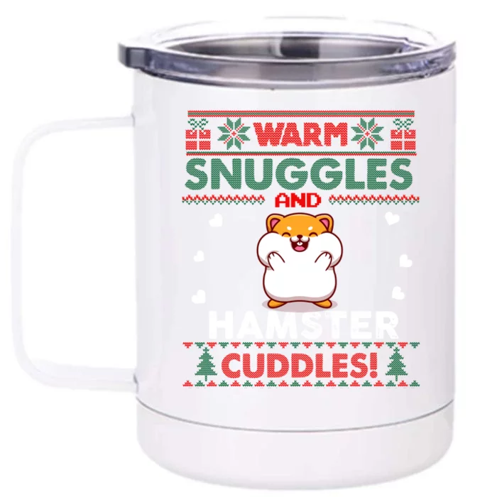 Warm Snuggles Hamster Lovers Xmas Ugly Guinea Pig Christmas Gift Front & Back 12oz Stainless Steel Tumbler Cup