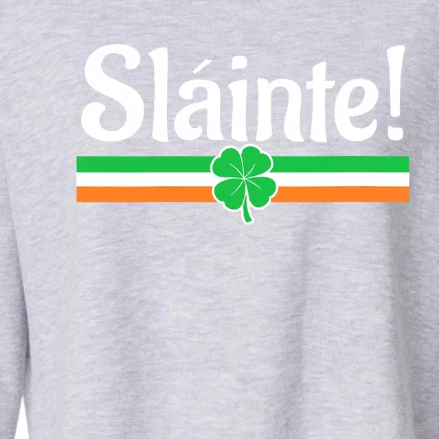 Wo Slainte Irish Green Lucky Shamrock St Patrick's Day V-Neck Cropped Pullover Crew